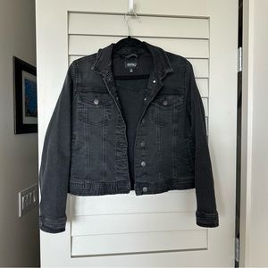 Buffalo David Bitton Black Distressed Denim Jean Jacket Cropped L